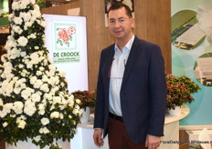 Alex Croock with his Azalea aiko Pirmide. Alex grows azaleas in Lochristi, Belgium. The flowering plants is this pyramid he grew himself.